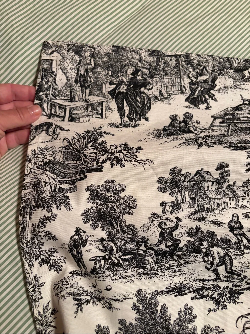 Classic Black and White Toile Cotton shower curtain - standard size